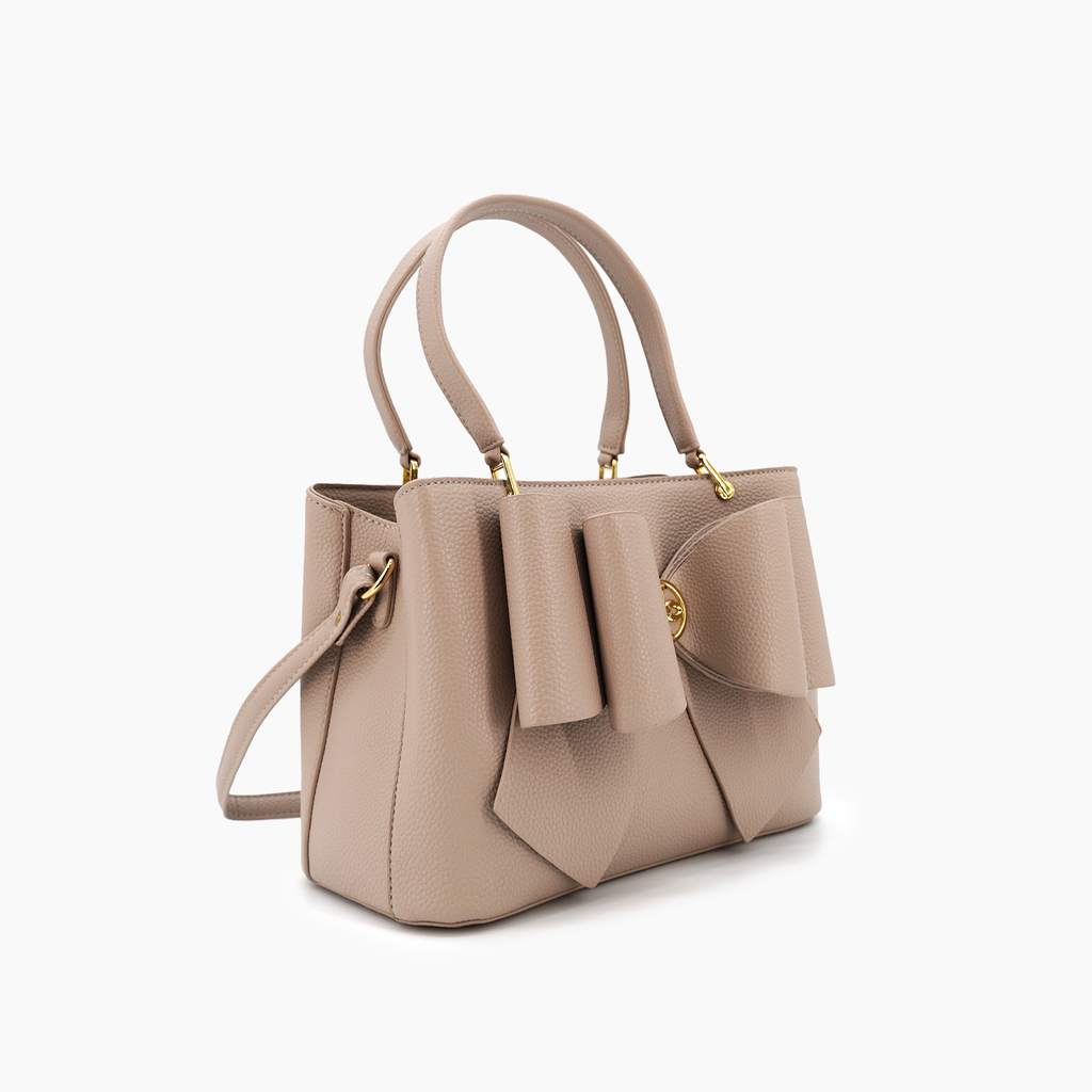 Beige Bow Crossbody Handbag